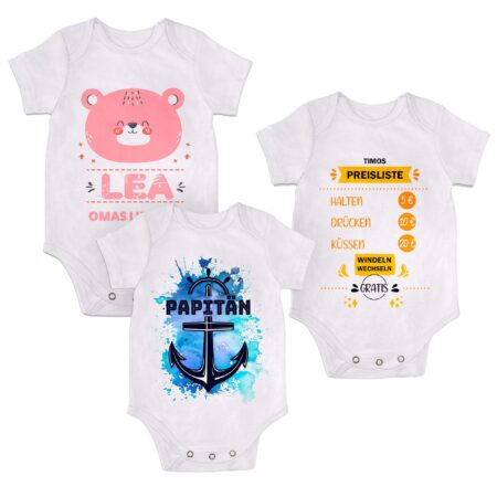 Baby body med billeder og tekst
